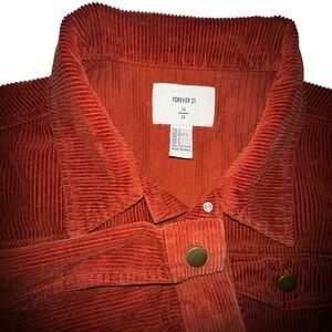 Forever 21 Womens Corduroy Long‎ Sleeve Pockets Cropped Jacket Size Large